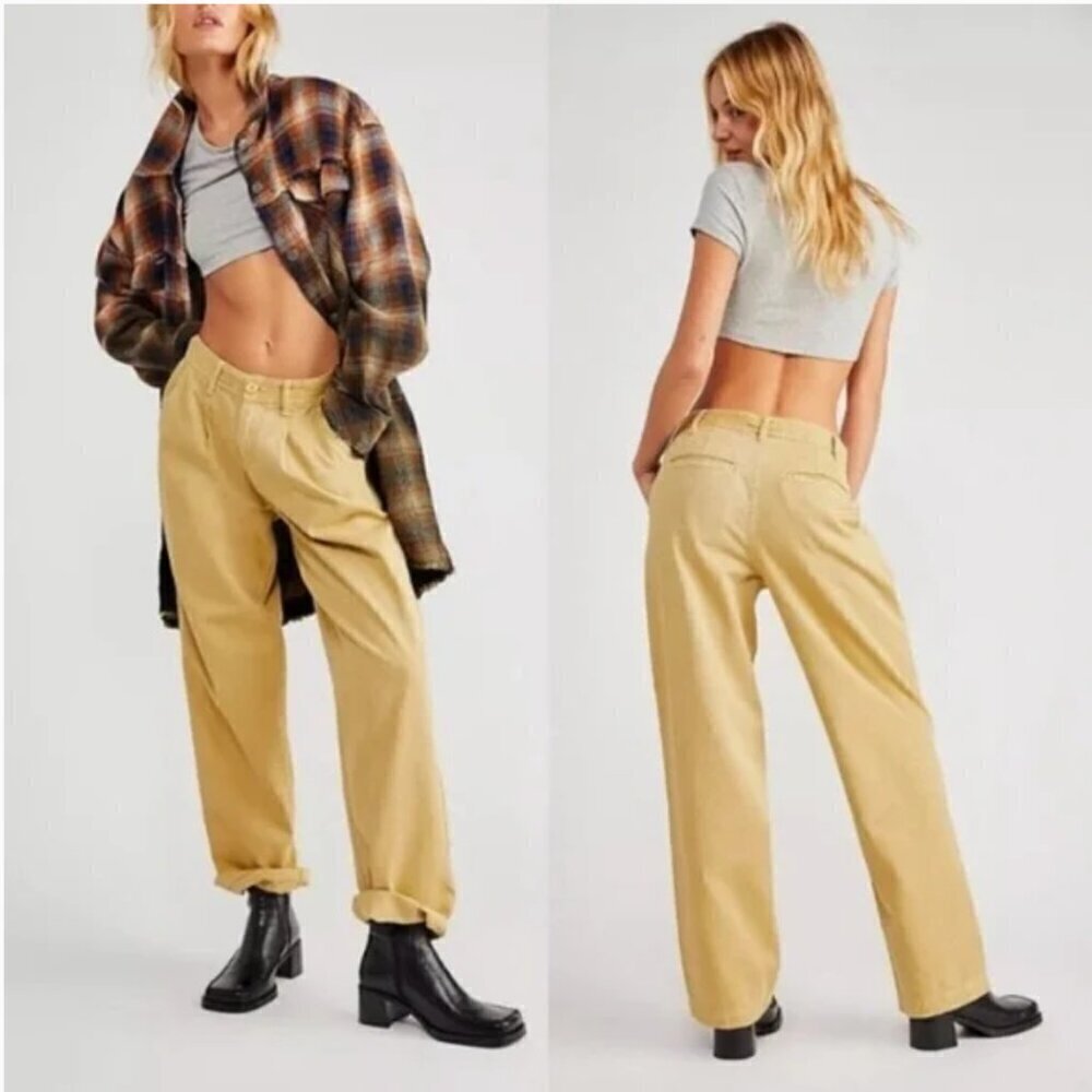 Free People Cya Later Skate Trousers Pants Tan Sz 4